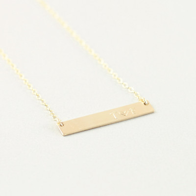Benutzerdefinierte 14k Gold gefüllt Bar Halskette - personifizierte Goldbarren Anfangs Halskette - Herzhalskette - Gold eingraviert Halskette - Namensschild