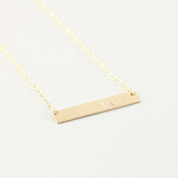 Benutzerdefinierte 14k Gold gefüllt Bar Halskette - personifizierte Goldbarren Anfangs Halskette - Herzhalskette - Gold eingraviert Halskette - Namensschild