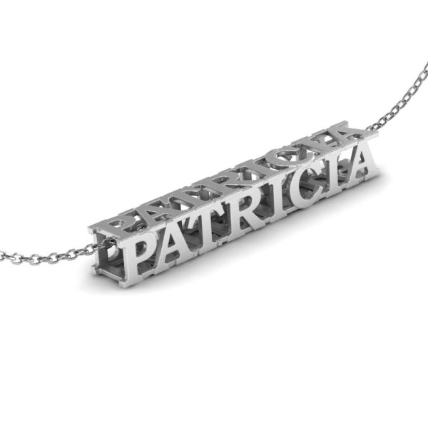 Personalisierte Cubic Bar Namenskette Silber - Unisex Hochzeitsschmuck Halskette mit Gravur