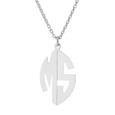 Custom Made 2 Initialen Oval Monogramm Halskette in Sterlingsilber 925 Monogramm Halskette Halskette Typenschild