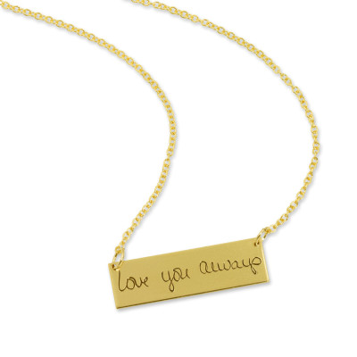 Benutzerdefinierte Writing Halskette Personalisierte Gold Gefülltes Rechteck Bar Halskette Signature Halskette Erinnerungsgeschenk 15 Buchstaben