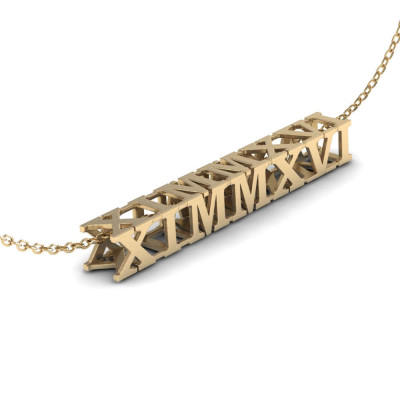 Kundenspezifische römische Ziffer Cubic Bar Halskette - römische Ziffer silberne Halskette - personifizierte Datum Halskette - römische Ziffer Schmuck - Datum Bar Halskette