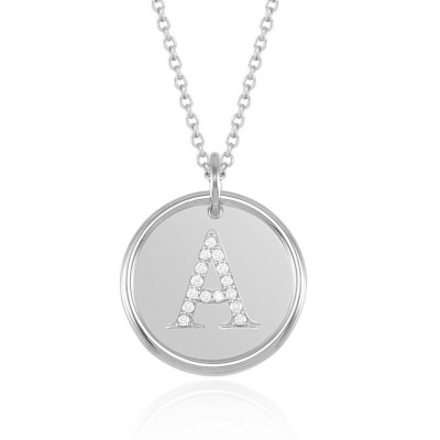 Diamant Initial Halskette aus Sterling Silber - personalisierte für Gravur