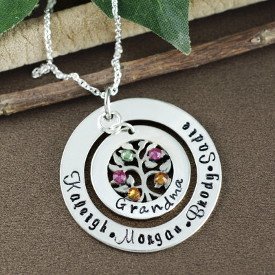 Stammbaum Großmutter Birthstone Halskette - Baum des Lebens Halskette - Baum des Lebens Schmuck - Großmutter Halskette - Großmutter Geschenk - Geschenk für Oma