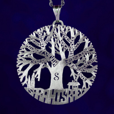 Stammbaum Halskette - Stammbaum des Lebens Anhänger Sterling Silber 925 - Baum des Lebens Namenskette - Silber Baum des Lebens.