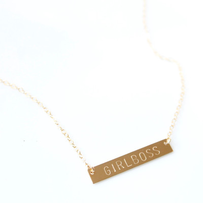 GIRLBOSS Halskette Stamped Bar Schmuck 14k Gold gefüllt - Sterling Silber - 14 Karat Roségold gefüllt