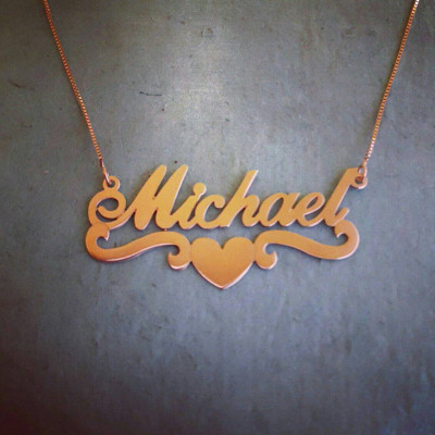 GOLD Namenskette 18k Gold platedHeartName Halskette Personalized Schmuck Herz Entwurfs Anhänger Herz Namen Halskette