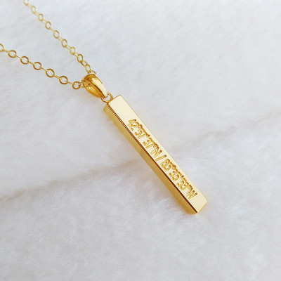 Gold Koordinaten Halskette - personifizierte Bar Halskette Gold - gravierte Bar Halskette - Gold Long Bar Halskette - kundenspezifische Breite Länge Schmuck