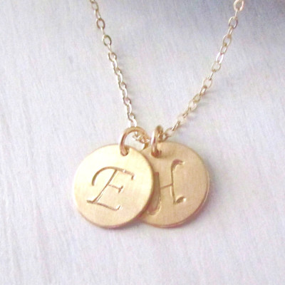 Gold Initial Halskette - Double Gold Anfangshalskette - Zwei Gold Initialen - Gold Brief Halskette - personalisierte Schmuck