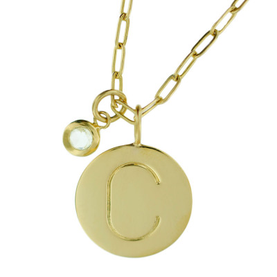 Gold Initial Halskette Personalisierte 18k Charme & Diamant Cabochon Custom Hand Stamped Gravierte Artisanmand fein gemacht Designer Modeschmuck