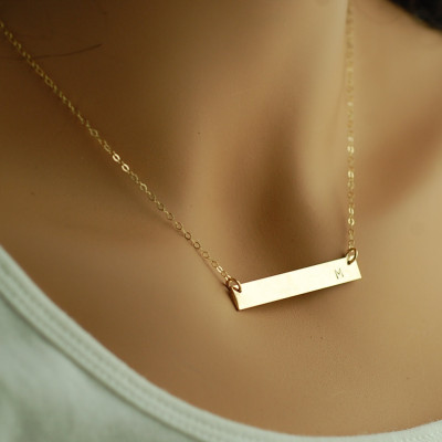Gold Name des BAR Halskette Personalisiert mit Namen oder Initiale Celebrity Art Halskette Layering Halskette 14 Kt