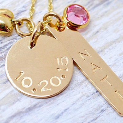 Gold Personalisierte Mutter Tages Halskette - birthstone Halskette - Geschenk Ideen für Mama - Muttertag Schmuck - Halskette für Mamma - New Mom Halskette