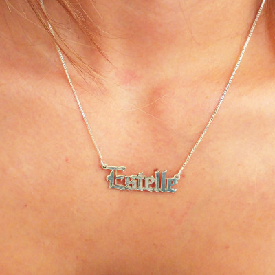 Gothic Namenskette Gothic Halskette Gothic Chokerhalsketten Gothic Schmuck Gothic Name Anhänger gotische Schrift Halskette Silber