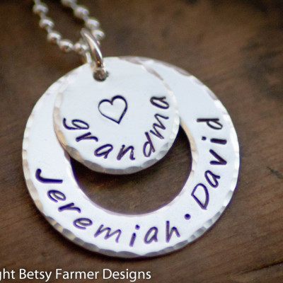 Großmutter Geschenk Gra Halskette für Großmutter Enkelkinder JewelryHand Stempel Sterling Silber Muttertag GiftBetsy Farmer Designs