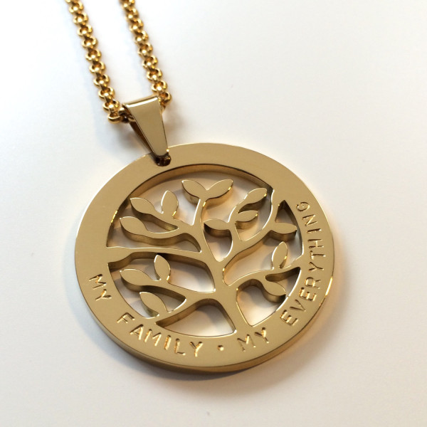 Handgestempelt Baum des Lebens Halskette aus Silber - Rose & Gelbgold Finish (Edelstahl) personifizieren Sie mit Ihrer Wahl von Namen oder eine Nachricht