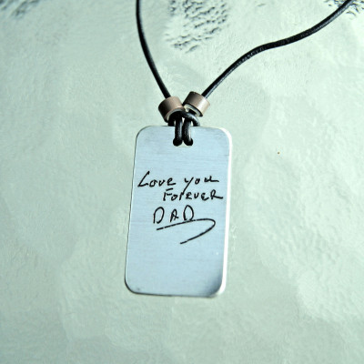 Handschrift Personalisierte Halskette - Handschreiben Memorial Halskette - Handwritten Rechteckige Halskette für Dad - Herren Unterschrift Halskette - 