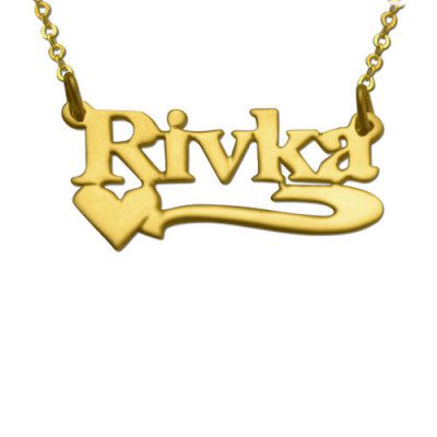 Herz Unterstrichen Blockname Halskette in 14k Gold Plating - Namenskette für sie - jüdischen Namen Halskette - 14k Gold überzogene Namenskette.