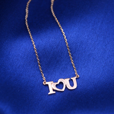 I Love U 18 Karat Roségold Wörter Halskette Custom Name Personalisierte Wörter Neklace für Hochzeit Geburtstag Valentinstag Muttertag