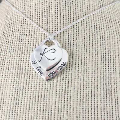 Ich liebe dich mehr Halskette Sterling Silber Toggle Herz Halskette Monogramm Schmuck Personalisierte Schmuck Mütter Halskette Geschenk für sie