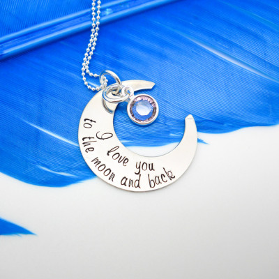 Ich liebe dich zum Mond und zurück Halskette - Crescent Moon Halskette - Sterling Silber - Valentinstag Geschenk für sie