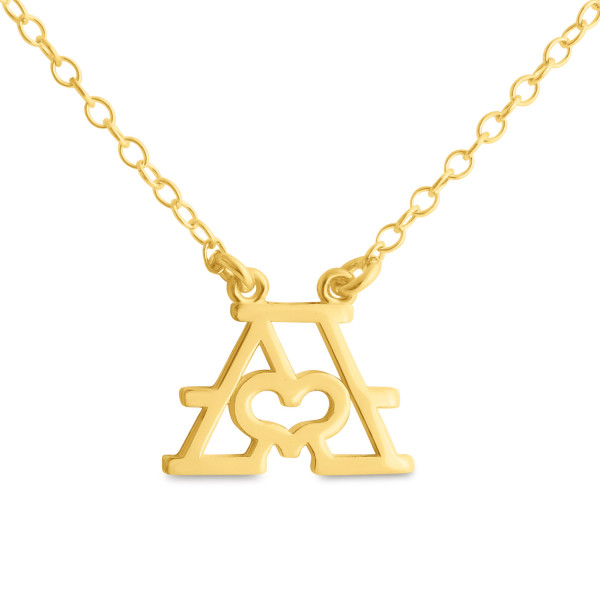 Anfangsbuchstabe A mit Herz Charme Anhänger Sprung Ring Halskette # 14k vergoldet über 925 Sterlingsilber #Azaggi N0835G_A_SW