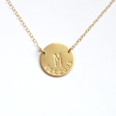 Anfängliche Halskette - personalisierte Schmuck - Geschenk für Frau Goldhalsketten - Hochzeitsgeschenk - Datum Halskette - Paare Halskette - New Mom Gift Anniverdary