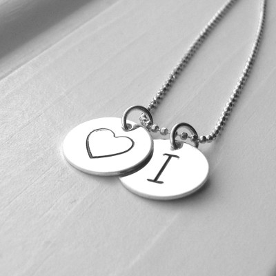 Anfängliche Halskette - Sterling Silber Initial Schmuck - Herz Halskette mit Initiale - Buchstaben I Halskette - Herz Halskette - Monogramm Halskette