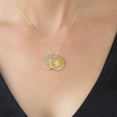 Anfängliche Halskette Gold personifizierte Halskette Buchstabe Halskette Disc Halskette Brautjungfer Goldschmuck Erstes Schmuck Gold Halskette