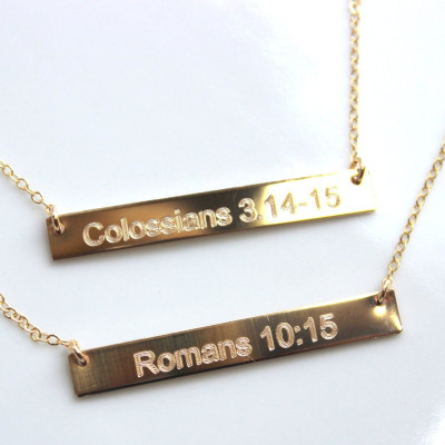 Inspirierend Halskette Bibel Vers Halskette. Individuelle Gravur Personalisierte Halskette Nameplate Gold Bar Sterling Bar Quote Halskette