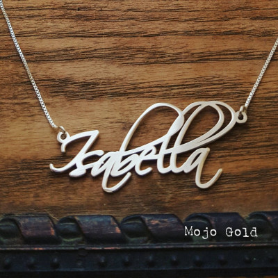 Isabella Art Name Halskette und Kette Sterling Silber Namenskette Isabella Personalisierten Schmuck Maß Namensketten Weihnachtsgeschenk