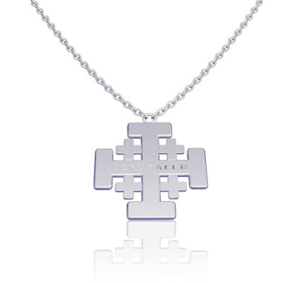 Jerusalem Kreuz Halskette silberne Halskette - Personalisierte Halskette - engravable Croix de Jérusalem - Geschenkideen für ihre