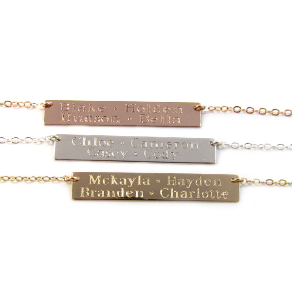 Kinder Namen Goldbarren Halskette - gravierte Bar Halskette - Multi Name Bar Halskette - in14KT Gold füllte - Rose Gold füllte oder Sterling Silber