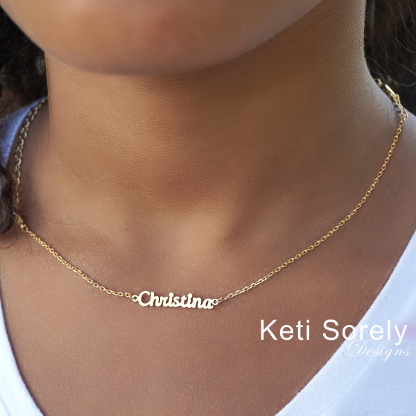 Kinder Namenskette Personalisierte fertigen Sie sie mit Ihrem Kind Name Namensschild Halskette aus Sterling Silber - 14K Gold Filled - Solid Gold