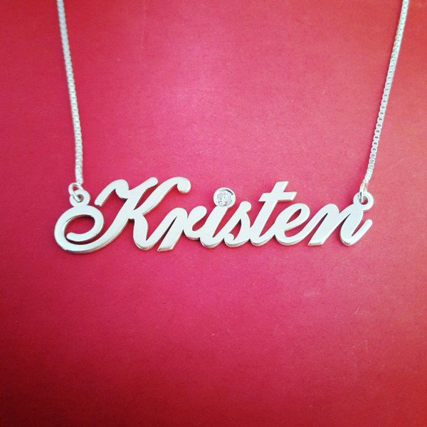 Kristen Stil Sterling Silber Namenskette Halskette Geburtsstein jeder NAME - personalisierte Namenskette Lovers Geschenk