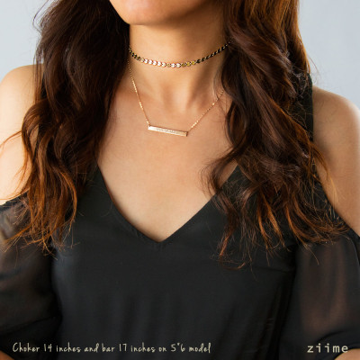 Layered Halskette mit Halsband und Bar Halskette - Silber Bar - Gold Bar - personalisiertes Set - in Silber - Gold füllt - Rose Gold füllte CcB440h