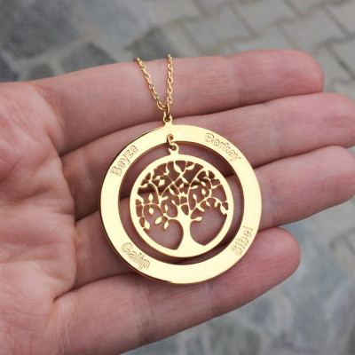 Das Leben Baum Halskette aus Sterling Silber Metall - Familie Baum Halskette - Namenskette - Familiennamenskette - Mütter Halskette - Baum des Lebens