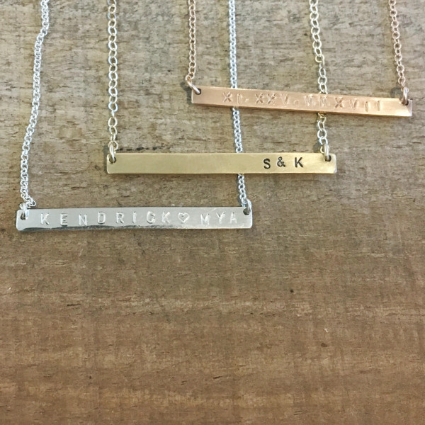 Reck Halskette lang und dünn Erhältlich in 14kgf - Sterling Silber und 14 Karat Roségold gefüllt - kundenspezifische Bar Halskette