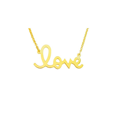 Love03ym Gelbes Gold überzogene Sterlingsilber 1 - 25" Liebes Halskette
