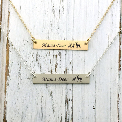 Mama Reh und benutzerdefinierte Nachricht auf dem Back Gold - das gefüllt Sterling Silberbarren Halskette personalisierte Namens ID Customized Textnachricht Halskette