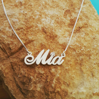 Mia Stil Sterling Silber Namenskette - Geburtsstein Halskette - um jegliche NAME - personalisierte Namenskette - Halskette mit Namen - kundenspezifische mad