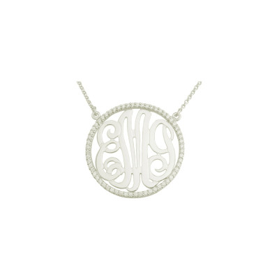 Mono87 1 3 8" Sterling Silber w 58 Swarovski Zirkonia Monogramm Halskette