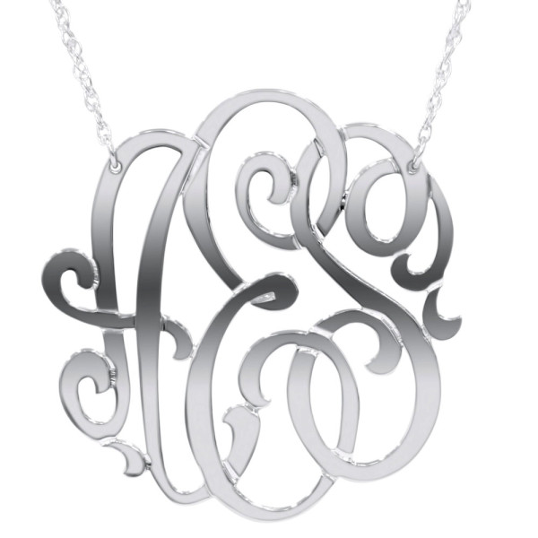 Personalisierte Monogramm Halskette 3 Initialen Sterling Silber 18 Zoll