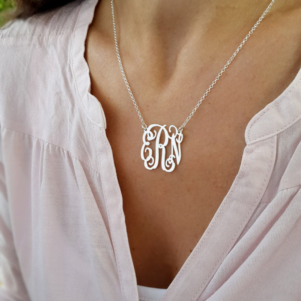 Monogramm Initialen Halskette Personalisierte Monogramm 925 Sterling Silber - Personalisierte Schmuck