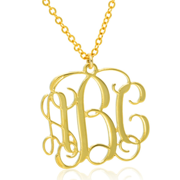 Personalisierte Monogramm Halskette Gold 14k - Handgefertigte Brautjungfern Geschenk Kette 1,3 Zoll