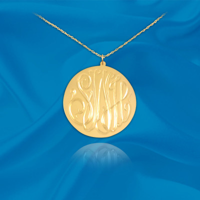 Monogramm Halskette 0 - 5 Zoll 24K Gold überzogene Sterling Silber Hand gravierte Anfängliche Halskette Personalisierte Made in USA