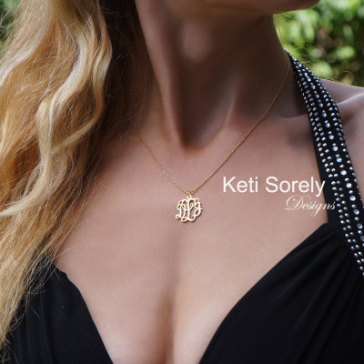 Monogramm Charme Halskette personifizieren Sie es mit Ihren Initialen Wirbler Initialen Halskette Sterling Silber. Gelb oder Rose Gold