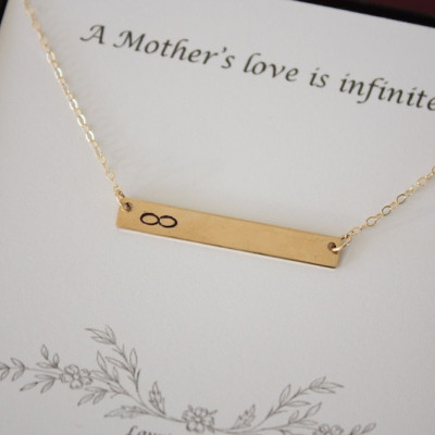Mutter Inifinity Halskette Tiny Gold Rechteck - Gold Bar - Personalisierte Halskette - BFF - Namens Charm Gold - Thin Bar - bester Freund - Monogramm