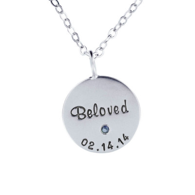Mutter Tagesgeschenk Individuelle 3 4" Silber Anhänger Birthstone Hand Stamped Namen Geburtstags Personalisierte Halskette 19mm Charme mit Diamant