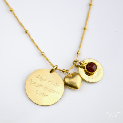 Mütter Halskette - Typenschild Halskette - individueller name Schmuck - Herzhalskette - personifizierte Geburtsstein Halskette für Mamma - Weihnachtsgeschenk für Mama