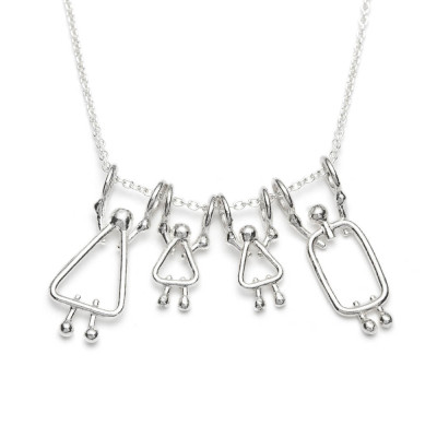 Mütter Halskette mit Kindern - Familie Amuletten für Mama - Mama Schmuck Geschenk Weihnachten - Mommy Halskette mit Kindern - Silber Familie Schmuck